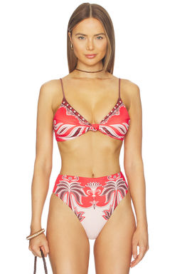 FARM Rio - Women's Printed Tie-Up Padded Bikini Top Red