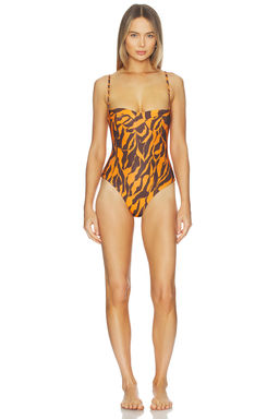 HAIGHT. - Vintage Women's Unpadded Adjustable Strap One-Piece Swimsuit Orange