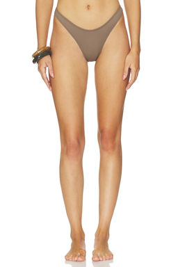 Heavy Manners - High Cut Cheeky Women's Stretch Bikini Bottom Brown