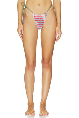 Heavy Manners - Side Tie Women's Striped Stretch Bikini Bottoms Multi-Color