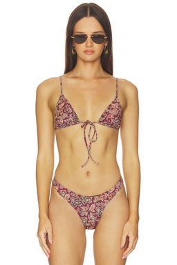 Heavy Manners - Triangle Front Tie Women's Unpadded Adjustable Bikini Top Red