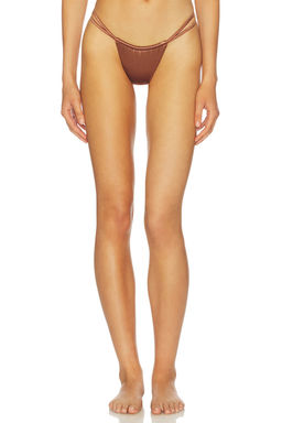 ISA BOULDER - Leaves Women's Strappy Pull-On Bikini Bottom Brown