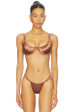 ISA BOULDER - Twisted Women's Unpadded Underwire Bikini Top Brown
