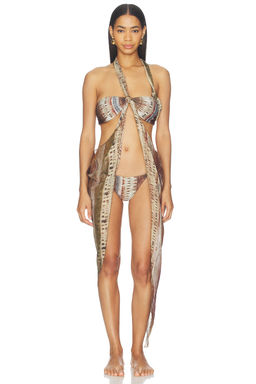 Jaded London - Scarf Overlay Women's Unpadded Tie-Up Bikini Top Multi-Color