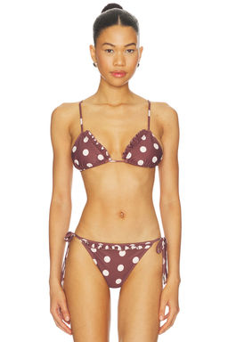 Juillet - Recycled Nylon Women's Unpadded Back Tie Bikini Top Brown