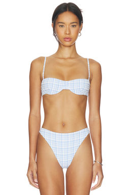 Juillet - Ingrid Women's Underwired Smocked Strap Bikini Top Blue