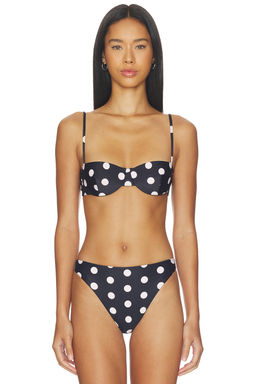 Juillet - Ingrid Women's Underwire Unpadded Bikini Top Noir Polka Dot