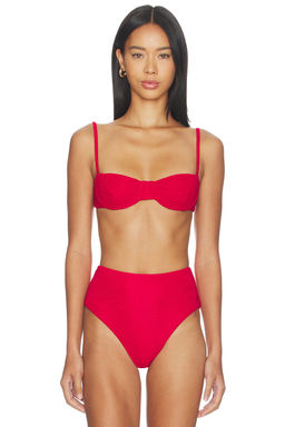 Juillet - Crinkled Women's Adjustable Strap Bikini Top Raspberry