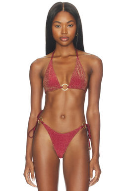 Kulani Kinis - x REVOLVE Women's Metallic O-Ring Halter Bikini Top Cinnamon