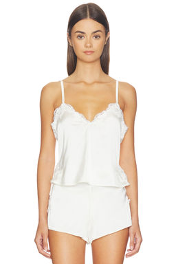 KAT THE LABEL - Jean Women's Lace Trim Satin Camisole Top Beige