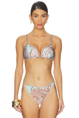 L'AGENCE - Alisha Women's Padded Shoulder Strap Bikini Top Ice Blue Multi