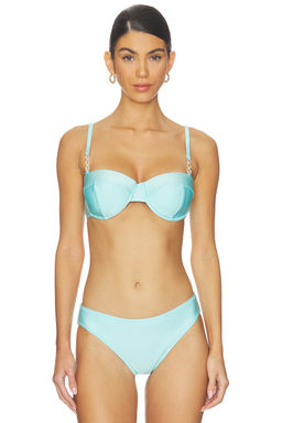 L'AGENCE - Alexandria Women's Shimmery Underwire Bandeau Bikini Top Ice Blue