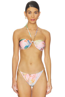 L'AGENCE - Suki Women's Shimmery Underwire Halter Bikini Top Multi-Color