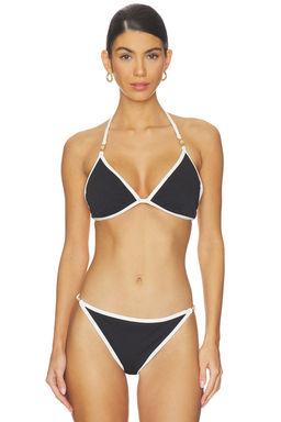 L'AGENCE - Annabelle Women's Padded Underwire Halter Bikini Top Black