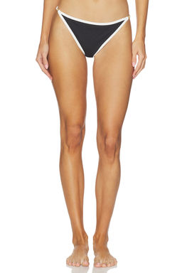 L'AGENCE - Violet String Women's Textured Hipster Bikini Bottom Black