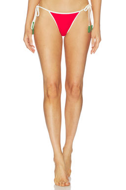 Leslie Amon - Slice Women's Side Tie Beaded Tassel Bikini Bottom Pink