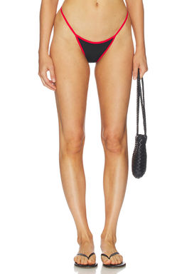 Leslie Amon - Cerise Women's Thong Bikini Bottom Black & Red