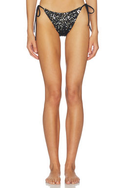 Leslie Amon - Scorpio Women's Sequin Tie-Up Bikini Bottom Black
