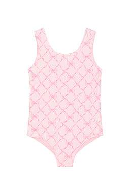 LoveShackFancy - Aldora Women's Bow Print Scoop Neck One Piece Swimsuit Pink