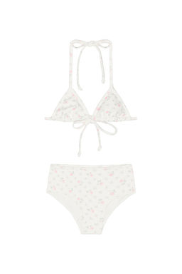 LoveShackFancy - Kids Finnie Women's Halter Neck Floral Print Bikini Set Ivory