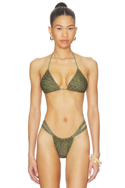 lovewave - Neko Women's Halter Tie-Up Unpadded Bikini Top Green