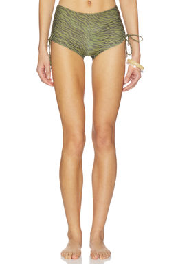 lovewave - Neko Women's High-Waist Ruched Bikini Bottom Brown