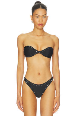 lovewave - Santorini Women's Studded Unpadded Bandeau Bikini Top Black