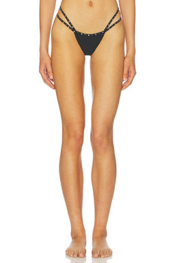 lovewave - Studded Women's Strappy Pull-On Bikini Bottom Black