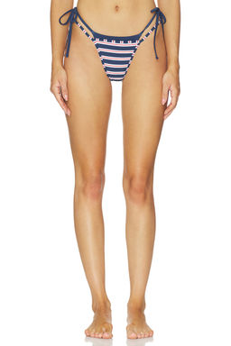 LIONESS - Rhode Women's Side Tie Bikini Bottom Navy Blue
