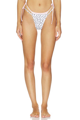 LIONESS - Rhode Women's Side Tie Stretch Bikini Bottom White
