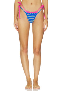 LIONESS - Rhode Women's Side Tie Bikini Bottom Blue