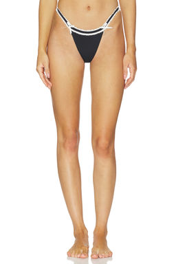 LIONESS - Azuri Women's Lace Trim Pull-On Bikini Bottoms Black