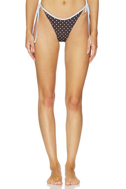 LIONESS - Drift Women's Side Tie Stretch Bikini Bottom Brown