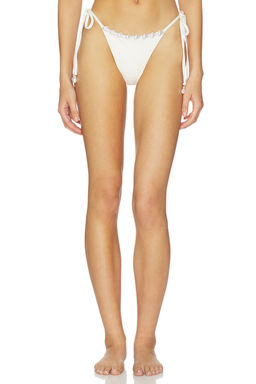 La Porte - Luxe Aurora Women's Faux Pearl Tie-Up Bikini Bottom Cloud Dancer