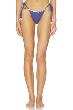 La Porte - Luxe Aurora Women's Faux Pearl Tie-Up Bikini Bottom Deep Cobalt