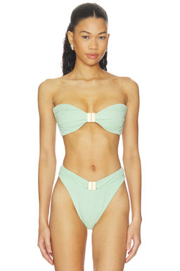 La Porte - Kate Women's Strapless Unpadded Bandeau Bikini Top Misty Jade