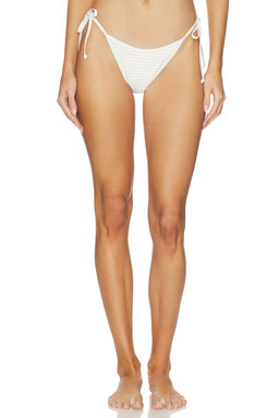 L SPACE - Lurex Pucker Women's Side Tie Bikini Bottom White