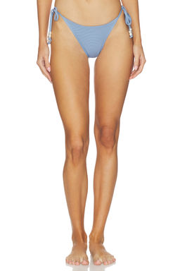 L SPACE - Lucia Women's Textured Side Tie Bikini Bottom Chambray