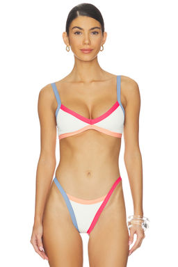 L SPACE - Taylor Women's Ribbed Colorblock Bikini Top Multi-Color