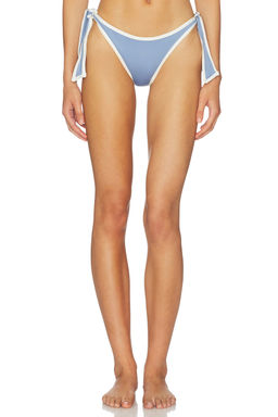 L SPACE - Shane Women's Side Tie Bikini Bottom Chambray & Cream