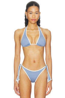 L SPACE - Mac Women's Padded Halter Neck Bikini Top Blue