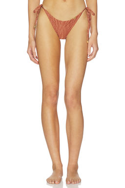 Luli Fama - Muse Glow Women's Metallic Ruched Back Brazilian Bikini Bottom Brown