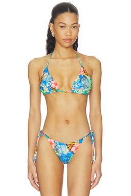 Luli Fama - Jungle Reign Women's Padded Tie-Up Triangle Bikini Top Multi-Color