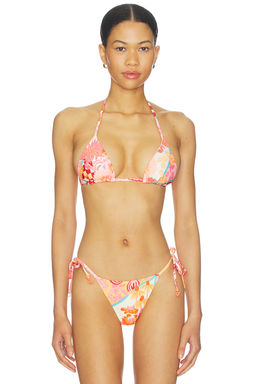Maaji - Cosmic Tropic Women's Reversible Halter Tie-Up Bikini Top Pink