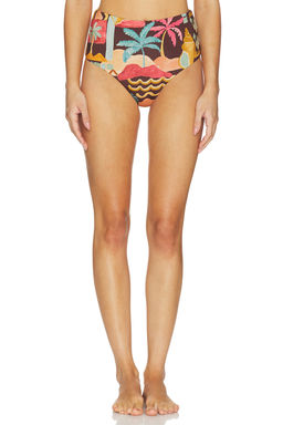 MINKPINK - Isola Women's High Waisted Pull-On Bikini Bottom Cocoa Coast