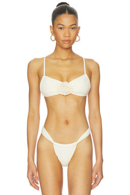 Montce - Devin Rosa Women's Crochet Rosette Back Tie Bikini Top Off White