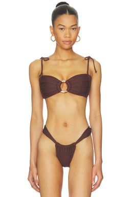 Montce - Tori Bandeau Women's Ring Cut-Out Bikini Top Espresso