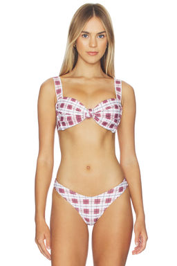 Montce - Hayden Women's Built-In Bra Adjustable Strap Bikini Top Maroon