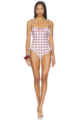Montce - Jacelyn Ruffle Women's Adjustable Strap One-Piece Swimsuit Maroon
