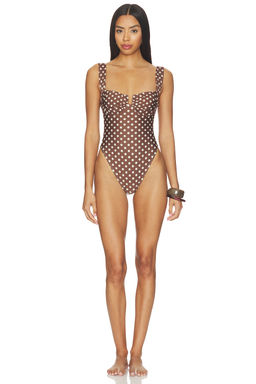 Montce - Bella Women's Polka Dot Built-In Bra One Piece Swimsuit Brown